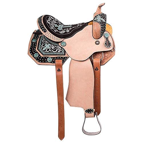 Genuine Leather Western Horse Tack Barrel Gaited Pleasure Trail Saddles with Tack Set/Western-Pferd-Zaumzeug aus echtem Leder mit Sattelset (Size 16)