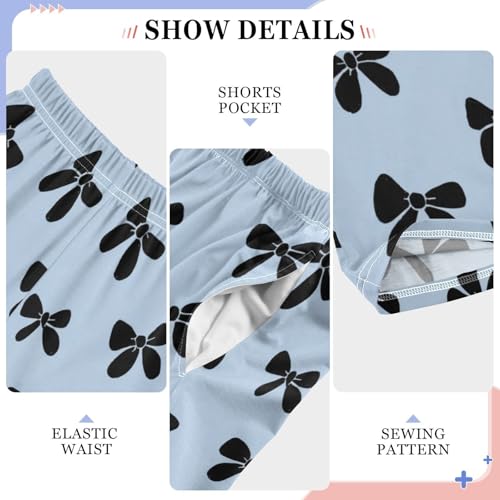 Black Bows Blue Pattern Lounge Pajama Pants Soft PJ Bottoms for Sleepwear Ages 6-14 Years4