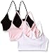 Calvin Klein Big Girls' 3 Pack Racerback Crop Bra, Pink/Black, Large