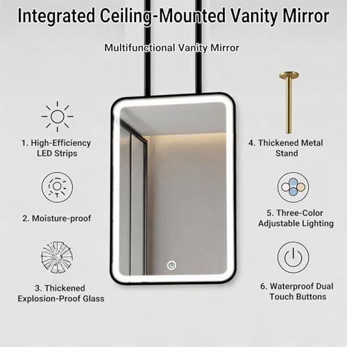 Miroir de salle de bain anti-buée dimmable avec éclairage 3 couleurs IP44