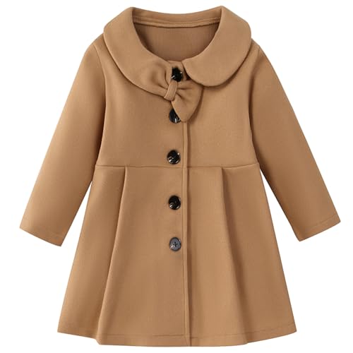 Toddler Baby Girl Coat Long Sleeve Solid Color Buttons Clothes Jacket Little Girls Dress Coat Fall Winter Outfit