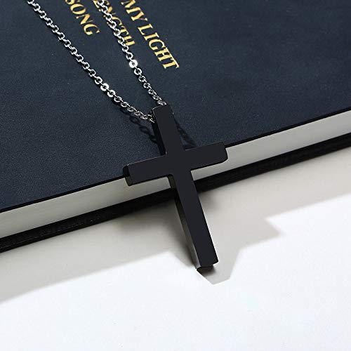 Vnox Black Cross Necklaces Personalized Customized Classical Christian Bible Verse Cross Pendant Necklace Prayer Gifts For Men Women #TOP4