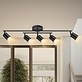 Black Track Lighting Kitchen, 5 Light Track Lighting Fixtures Ceiling Kit, 5 Way Modern Flexible Spot Track Lighting, Industrial LED Lights for Room Hallway Bedroom(GU10 Socket, Bulb Not Included)