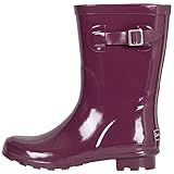 Rain Boots for Women, Ladies Tall and Mid Calf Solid Waterproof Rubber boots for Garden by Landchief, Size 6, Wine Red