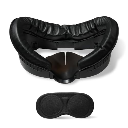 SARLAR VR Facial Interface and Foam Face Pad Cushion and Lens Cover Set Compatible with Oculus Meta Quest 3, Removable Frame and Anti-Leakage Nose Pad Accessories for Clean and Comfort in VR