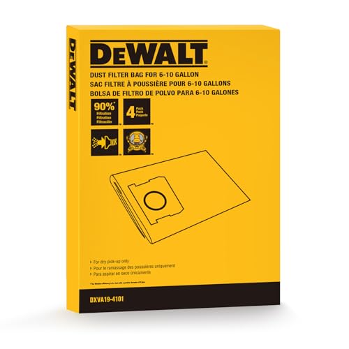 4 PACK DEWALT Dust Bags DXVA19-4101, DEWALT Vacuum Bags for 6-10 Gallon Wet/Dry Vacuum, Shop Vac Bag Compatible with DXV06P DXV09P DXV09PA DXV10P DXV10PL DXV10S DXV10SA DXV10SB by DEWALT - Used condition - Image 5