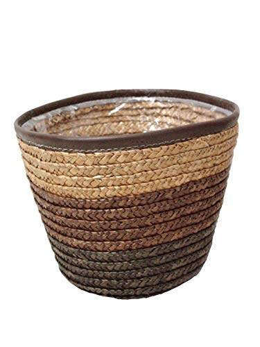 MACETERO MACETA CUBREMACETA CESTA CESTO CONTENEDOR REDONDO GRANDE MARRON