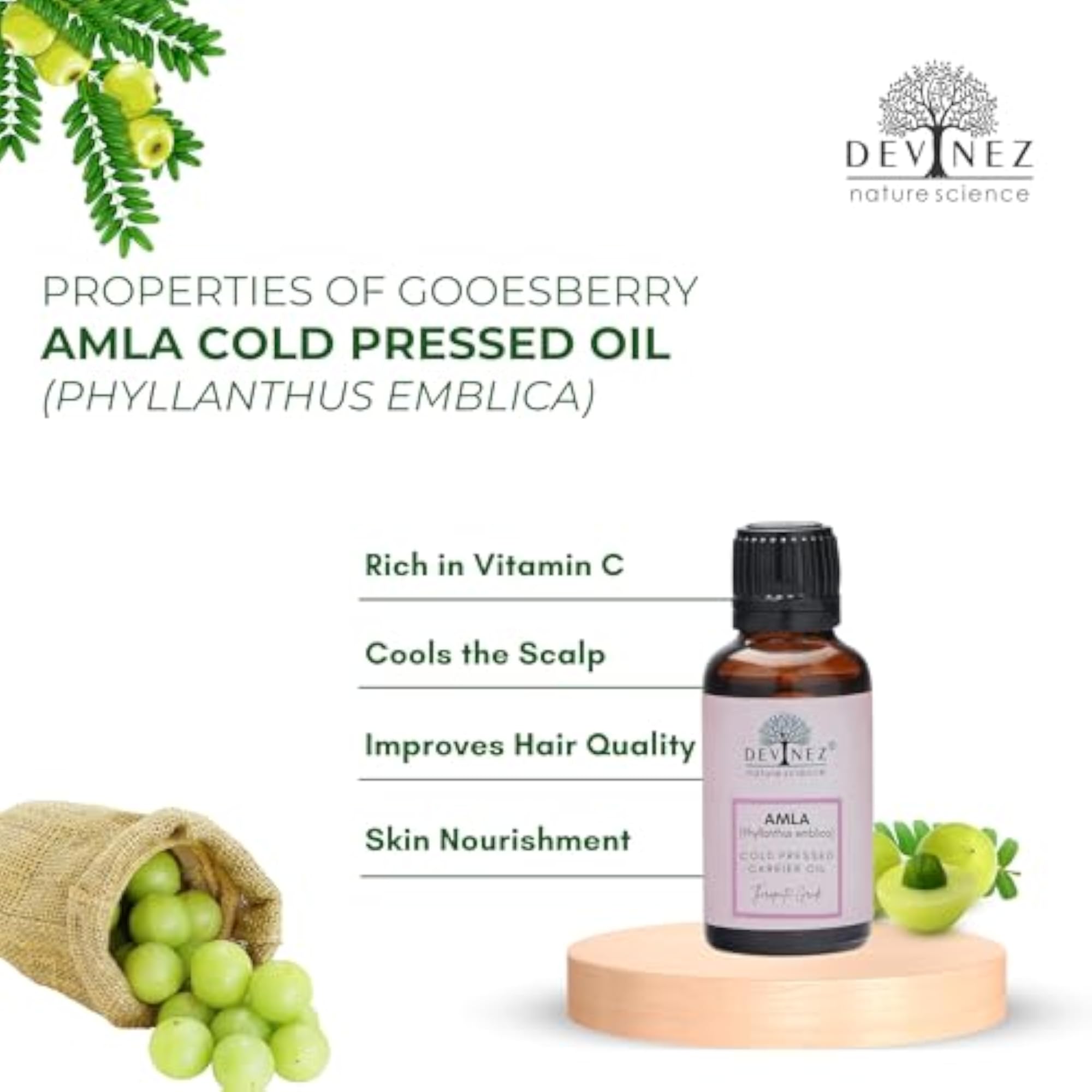 Amla Cold-Pressed Oil, 100% Pure Natural Hair Growth Treatment