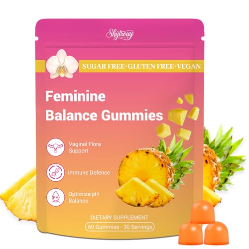 Shytrouy Premium Feminine Balance Gummies for Women, Vaginal Probiotics - pH Balance & Immune Defense Support for Feminine Health, Hawaiian Pineapple Flavor - 60 Count