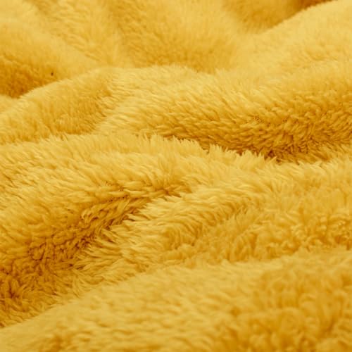 Snug Rug Mustard Yellow Blanket Sherpa Fleece Fluffy Luxury For Sofa Blankets Warm Winter Soft Throws 127 x 178cm (50"x 70") - Cosy Home Interiors Snug Rug Mustard Yellow Blanket Sherpa Fleece Fluffy Luxury For Sofa Blankets Warm Winter Soft Throws 127 x 178cm (50"x 70") - Image 3