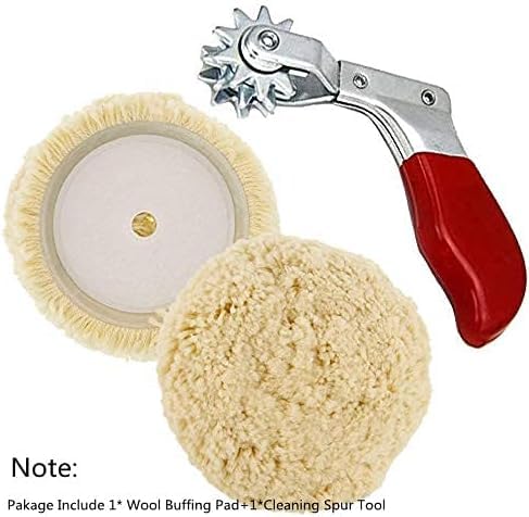 Wool Buffing Pads Set,Pure Wool 7inch Wool Buffing & Polishing Pad+ Cleaning Spur Tool for Revitalizing Polisher Compound Pad and Bonnet