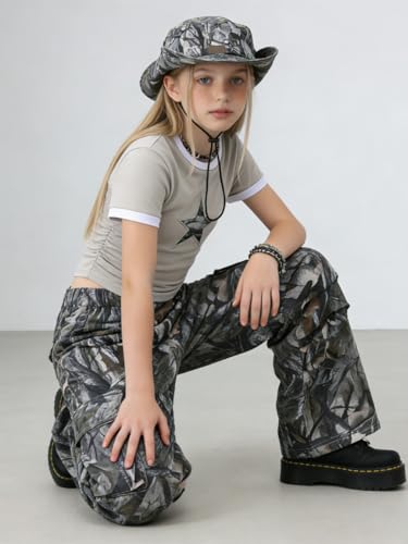 Image of Azmxynol Tween Girls Clothes 2 Piece Outfit T-Shirt Top + Cargo Pants, Teen Girl Trendy Clothing Set, Sizes 7-15 Years