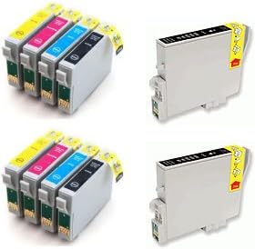 2 Full Sets + 2 Black Inks : 10 High Capacity Compatible Ink Cartridges Multipack T0445 - T0441 T0442 T0443 T0444 for Epson Stylus C64 C66 C84 C86 CX3600 CX3650 CX4600 CX6400 CX6600 Printers
