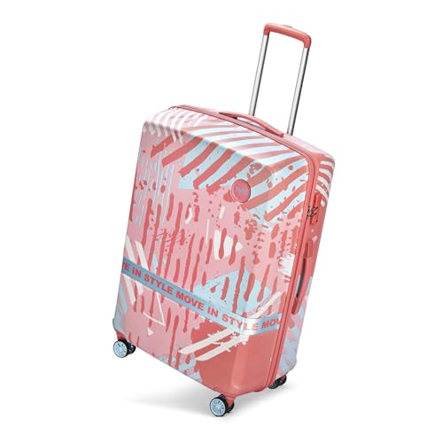 Image of Skybags Wanderlust Check-in Trolley Bag 81cm | Large | Hard Luggage | Printed 8-Wheel Suitcase | TSA Lock with Anti-Theft Zipper | Polycarbonate | 3 Years International Warranty - Unisex (Pink-White)
