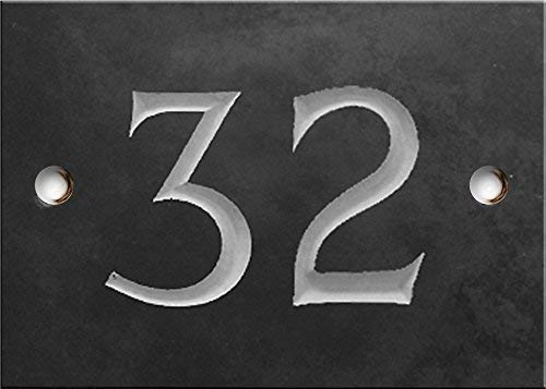 Engraved Slate House Number Sign - 1 to 99 (Select Your Number here) - Number 32 (Same Day Dispatch by 1st Class Post!!!) — image 1