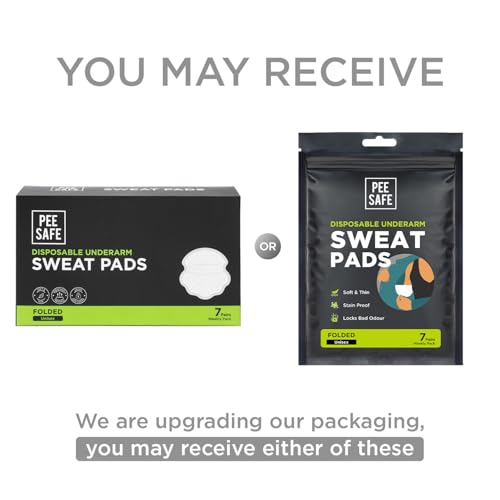 Image of Pee Safe Sweat Pads For Underarms Women & Men (7 Pairs) 14 Pads | Folded | Prevents Stains | Absorbs Sweat & Unpleasant Odour | Breathable And Deodorizing | Self Adhesive Glue