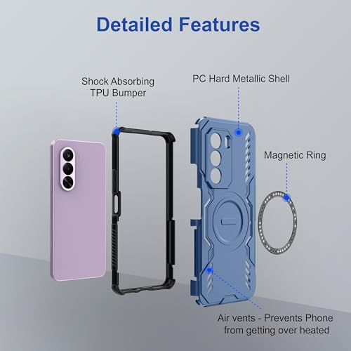 Image of amazon basics Back Case Cover for OnePlus Nord CE 6 Lite 5G | Magnetic Case with Built-in Metal Ring | Supports MagSafe Charger, Wallet & Car Mount | Shockproof Hybrid PC + TPU | Blue