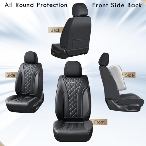 Image of Coverado Car Seat Covers Front Seats, Black Seat Covers, Breathable Perforated Design, Luxurious Diamond Leather Car Seat Cover, 2 Pack Car Seat Protector Front Seat Cover Universal Fit Most Cars