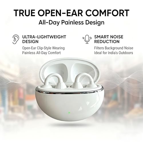 Image of Nyxo Open Ear Wireless Earbuds, Bluetooth 5.4 Air Conduction Headphones with Noise Cancellation Clip Desig, 360 Stereo Sound, Bluetooth Earphones Wireless for Sports, Office and Daily Use(White)