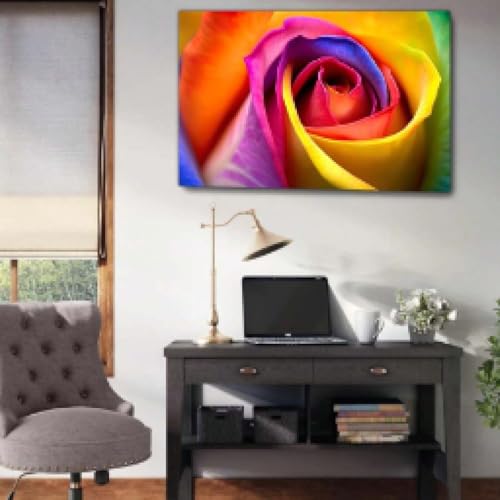Impression toile artisanat rose graffiti avec cadre 35x45cm