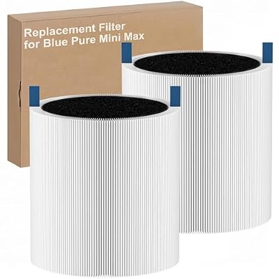 2 Pack Mini Max Replacement Filter, FMINI Air Filter Compatible with Blueair Blue Pure Mini Max Air Purifier, True H13 HEPA & Activated Carbon Filter