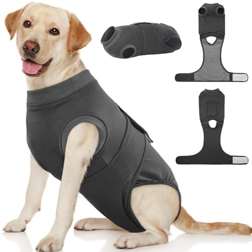 Kuoser Dog Surgery Suit Female Spay, Dog Recovery Suit Male Neuter, Puppy Clothes Onesie for Surgery Anti Licking Abdominal Wounds Pet Surgical Recovery Bodysuit Shirt, Substitute E-Collar & Cone