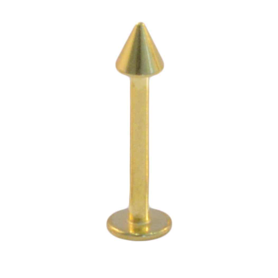Steel GOLD CONE Labret Piercing, Lip Stud, Monroe, Various Gauges & Lengths Available