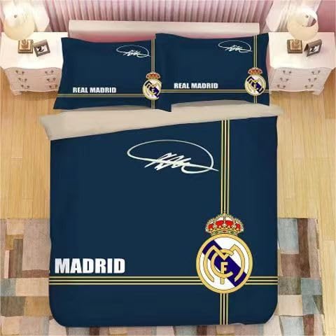 Shaari Real Madrid Fundas Nórdicas Cama 90 de 3 Piezas - Fundas Poliéster Nórdico 150x200cm con 2 Fundas de Almohada 50x75cm