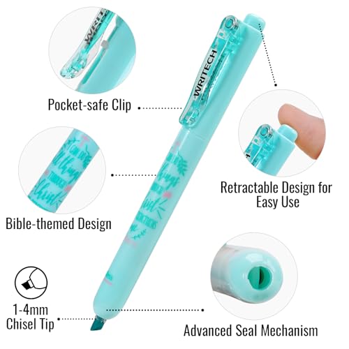 WRITECH Bible Mate Journaling Set: No Bleed Bible Highlighters & 0.7mm Black Ink Ballpoint Pens, Fast-Drying Ink, Pastel Colors Highlighter, Journaling Kit, 9ct - Image 5