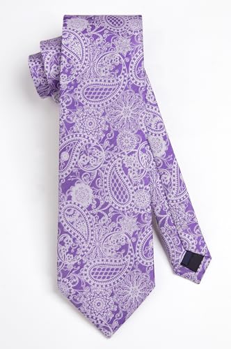 Image of HISDERN Ties for Men Paisley Floral Tie Handkerchief Classic Woven Business Formal Necktie and Pocket Square Set Wedding
