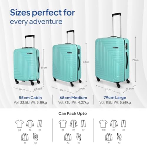 Image of American Tourister Ivy NXT|Medium Size Check-in Spinner Trolley Bag (68 cm)|360 4 Wheel Travel Luggage|Hard Case Polycarbonate (PC) Suitcase|Mounted TSA Lock|Turquoise