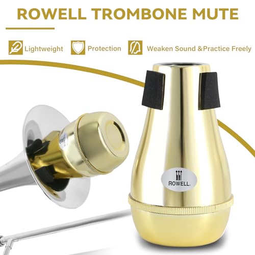 image for ROWELL Trombone Mute ABS Trombone Mutes Silencer Lightweight Gold Trom