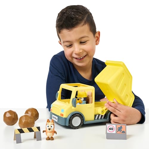 Bluey Dump Truck Toy Playset, Sturdy Working Toy Dump Truck with 2 Articulated Figures and 3 Huge Boulders, Construction Toys for Kids of Ages 3+ image 7