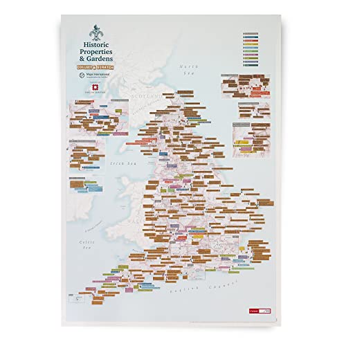 Maps International - Scratch Off English Heritage Sites - Historic Properties & Gardens Print - Póster de regalo - 42 (h) x 59,4 (w) cm