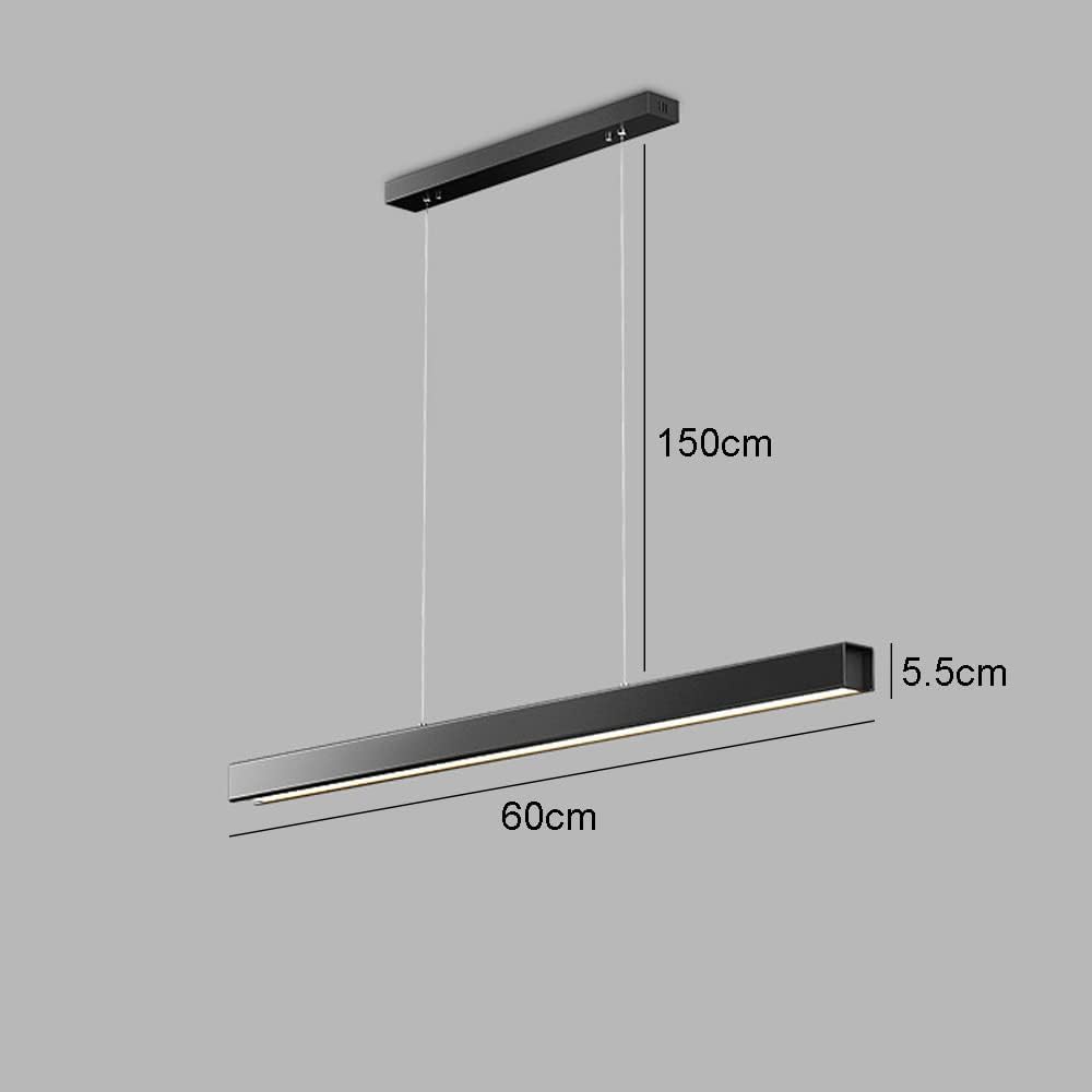 シャンデリア LED リニアペンダントライト 調光機能付き ミニマリスト ブラック 天井吊り下げランプ リモコン付き ストリップ吊り
