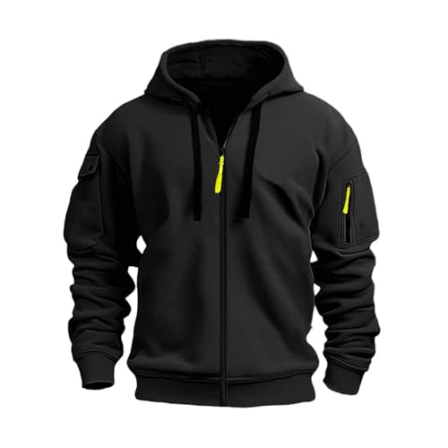 Mens Tactical Hoodie Sweatshirt Full Zip Up Casual Fashion Vintage Long Sleeve Military Hooded Sweatshirt with Pockets