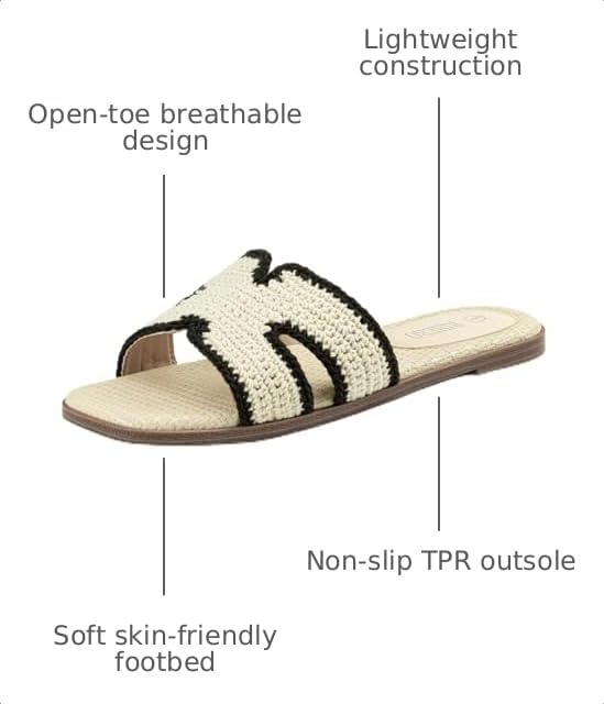 Image of Rihero Flat Sandals Women Dressy Comfortable Slip On Leather Slide Sandals