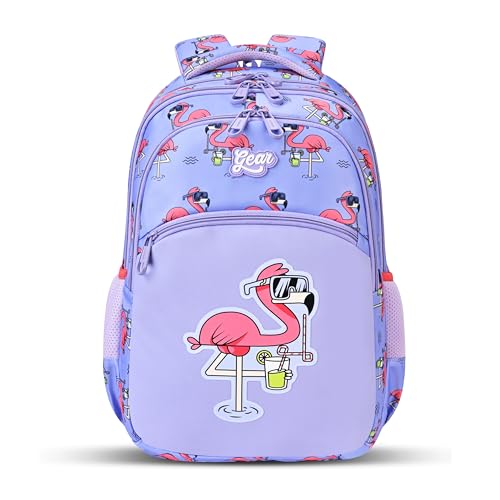 Image of Gear Flamingo 15 inch /21L Medium Water Resistant School Bag | Casual Backpack | Daypack | Travel Backpack | Kids Bag for Boys /Girls (Purple - Pink)
