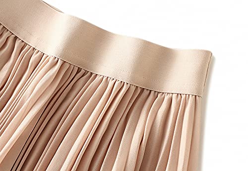 JMSUN Saia feminina evasê de tule cintura alta rodada boho saia plissada casual chiffon elástico eva