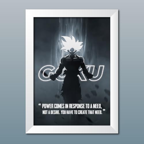 Image of TenorArts Goku Posters Dragon Ball Z Anime Quotes Laminated Photo Frame Painting with White Color Matt Finish Textures (12 inches x 9 inches)