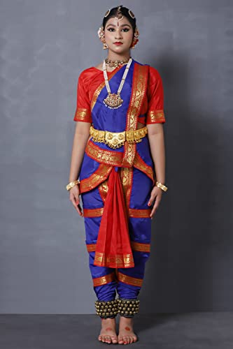 Image of Bharatnatyam Costume for Girls | Bharatanatyam Dress for Kids | Readymade Classical Dance Costume for Annual Function & Stage Performance