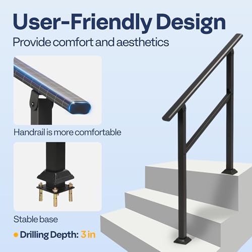 image for VIVOHOME 2-Pack 3 Step Hand Rails for Outdoor Steps, Galvanized Steel 