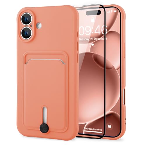 MZELQ Compatible with iPhone 17 Case 2025 Card Holder -Pink