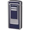 Lotus Commander Cigar Lighter with Triple Pinpoint Wind-Resistant Torch Flames, All Metal Housing, Integrated 9 mm Cigar Punch, Tinted Fuel Level Window (Blue Lacquer & Chrome)