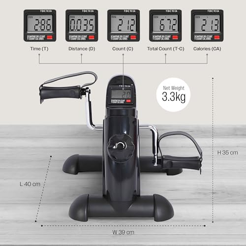 Image of Sparnod Fitness SMB-475 Arm & Leg Mini Exercise Bike with LCD Display, Adjustable Resistance, Portable Under Desk Pedal Exerciser for Home & Office Workout, Compact Steel Frame, 120kg Capacity