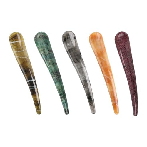 Gkhlg 5 Pack Duckbill Hair Clips for Women Premium Acrylic and Metal Hair Slides Strong Hold No Slip Crocodile Clips Hair for Daily Use and Special Occasions (Yellow+Purple+Peach+Black+Green)