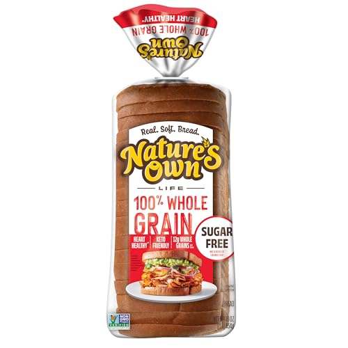 Nature's Own Life 100% Whole Grain Bread, Sugar Free Bread, Non-GMO Keto Friendly, 16 oz Loaf