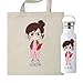 Pack Botella termica + Bolsa personalizada con ilustracion de profesora, regalo para profesores ideal, elige el color de pelo y el nombre.