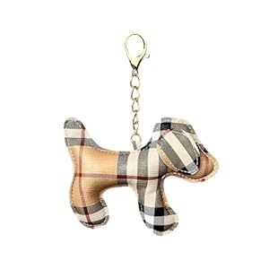 TOEECY Schlüsselanhänger Dackel Süße Welpe Hundetasche Anhänger Süße Welpe Bag Charm aus PU-Leder Dackel Deko Leder Glücksbringer Dackel Keychain für Handtasche und Schlüssel (Braun C)