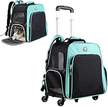 Amazon Co Jp Takimi 猫キャリーリュック 犬用キャリーカート ペットキャリー 折りたたみ可 容量を拡張可 リュック 3way お出かけ犬猫用キャリーリュック ペットキャリーリュック ペットハウス マット付き キャスターつき通気性 散歩 旅行 通院 防災用 ブルー ペット用品